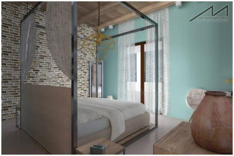 hotel room, 3d, visualisation, interior design, sea, blue