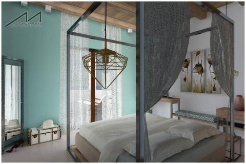 hotel room, 3d, visualisation, interior design, sea, blue